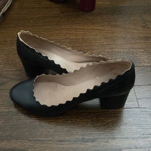 Chloe scalloped leather pumps -37 Black vguc